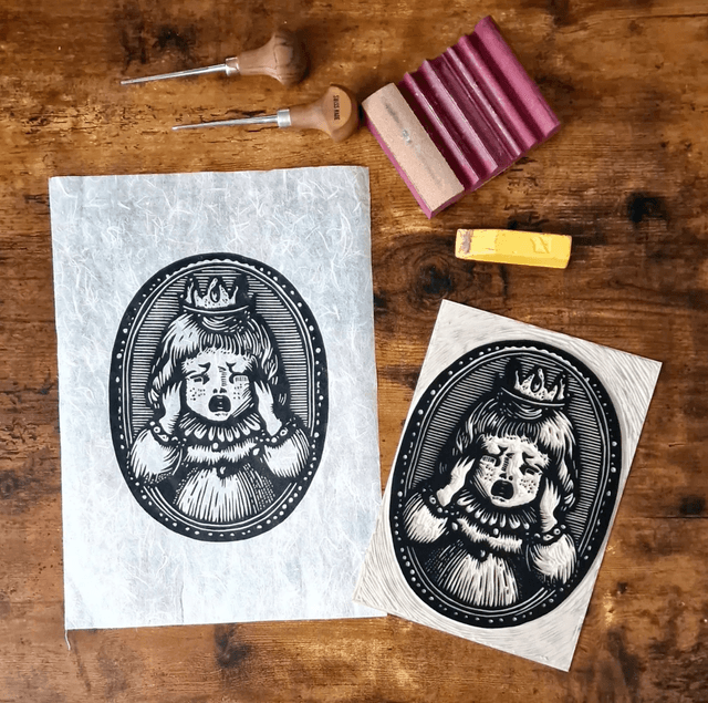 Linogravure - Petite Fille - Dolly