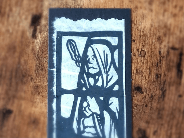 Linogravure - Marque Page - Vitrail