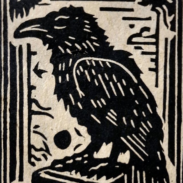 Linogravure - Le Corbeau