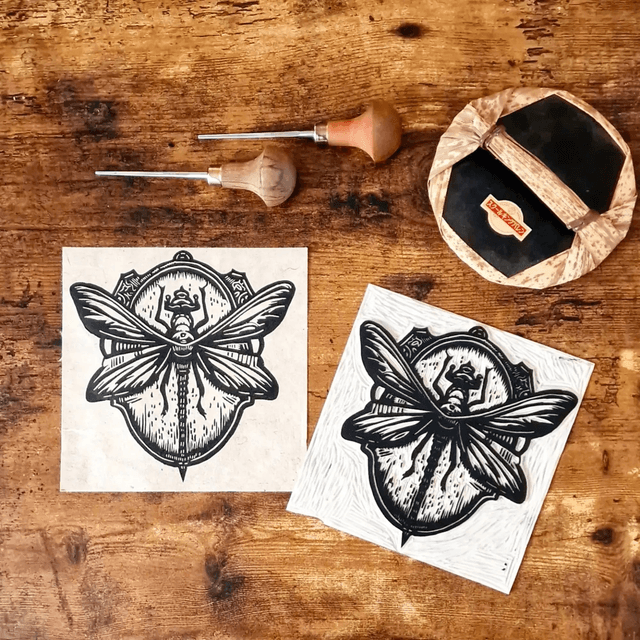 Linogravure - Libellule