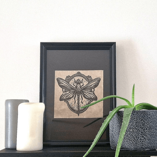 Linogravure - Libellule