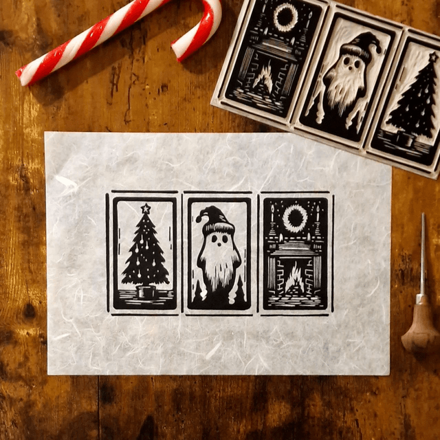 Linogravure - Histoire de Noël