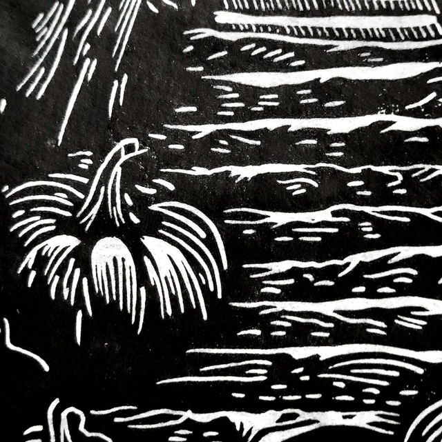 Linogravure - La Grotte
