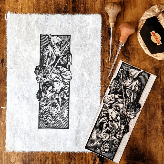 Linogravure - Le Tarot - La Mort