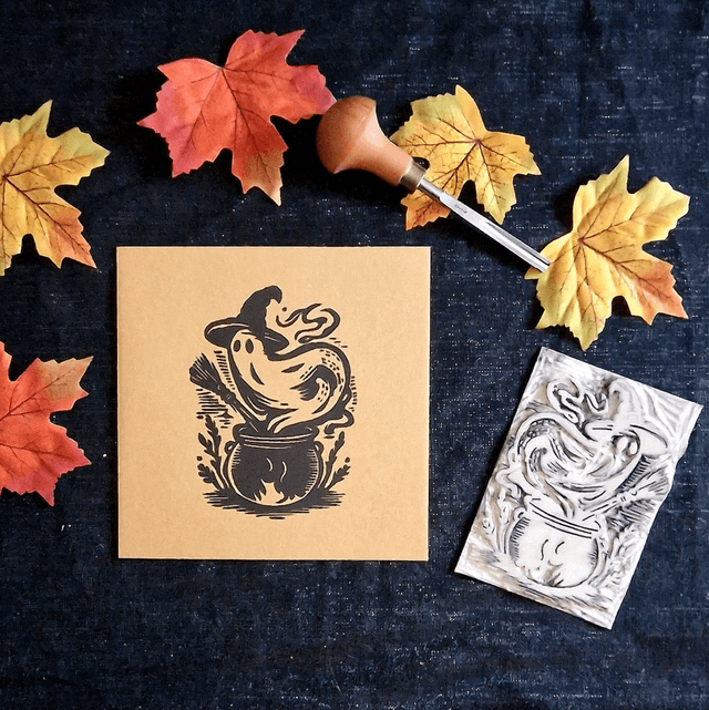 Linogravure - La Naissance du Spectre