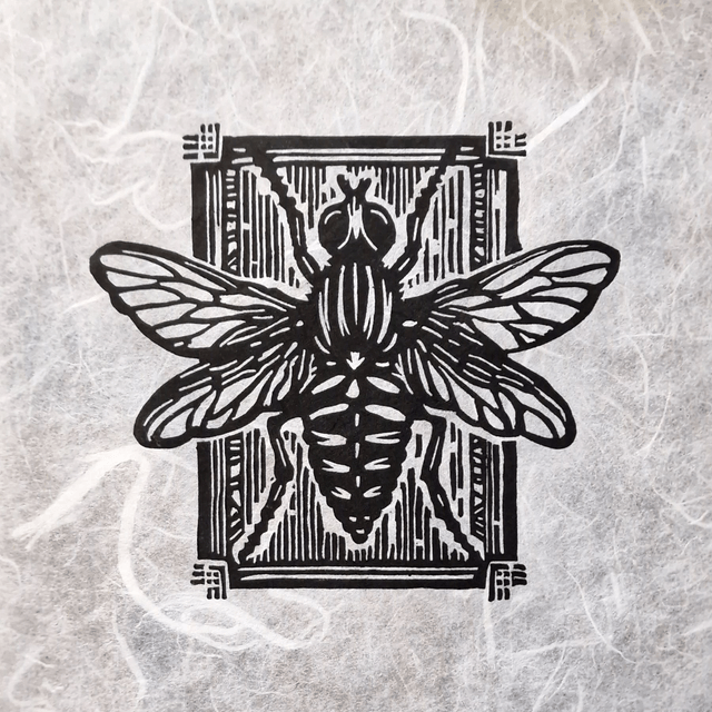 Linogravure - L'insecte - La Mouche