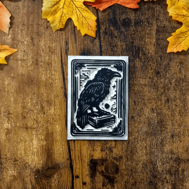 Linogravure - Le Corbeau