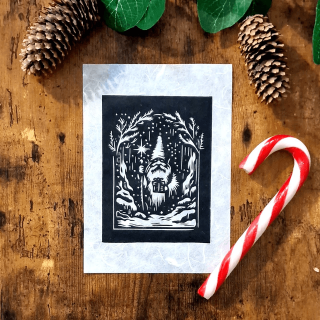 Linogravure - La Grotte du Gnome