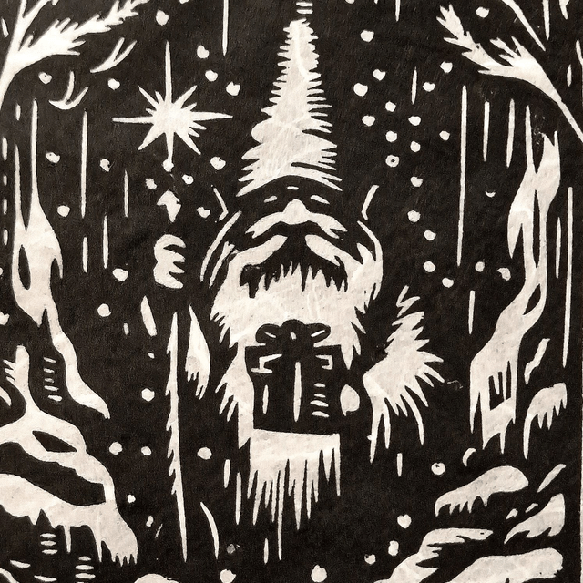 Linogravure - La Grotte du Gnome