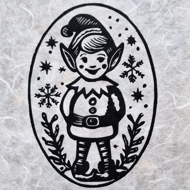 Linogravure - L'Elfe Flocon