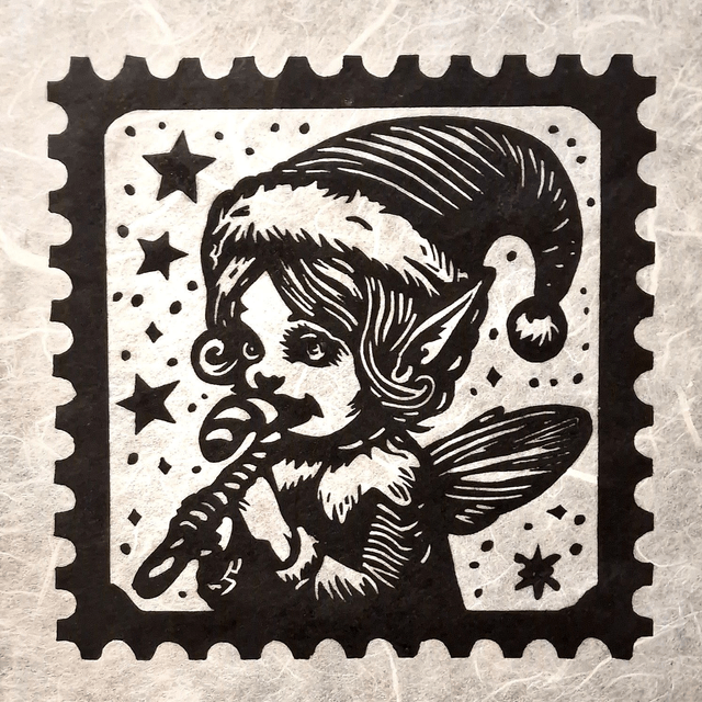 Linogravure - Lutin au Sucre d'Orge