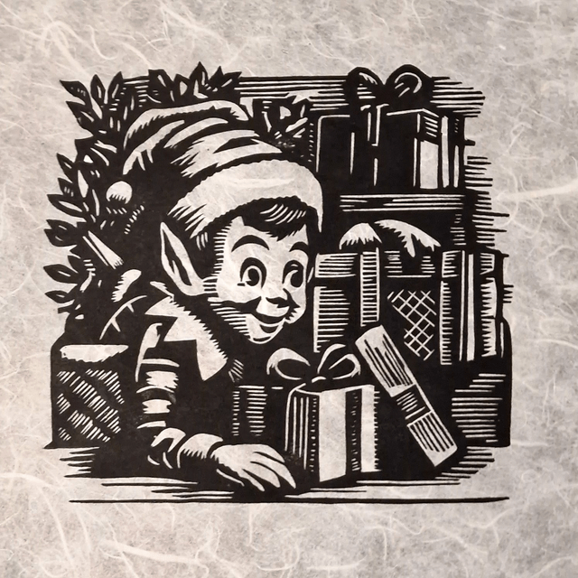 Linogravure - Lutin Malicieux