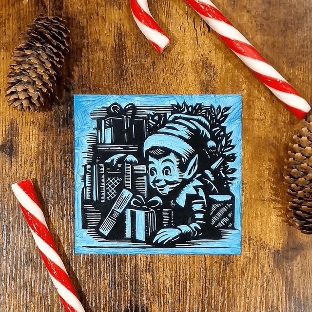 Linogravure - Lutin Malicieux
