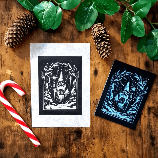 Linogravure - La Grotte du Gnome