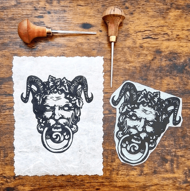 Linogravure - Heurtoir - Porte du Diable