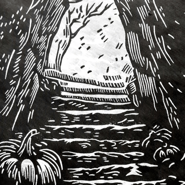 Linogravure - La Grotte