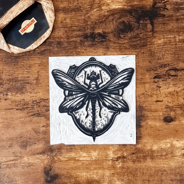 Linogravure - Libellule
