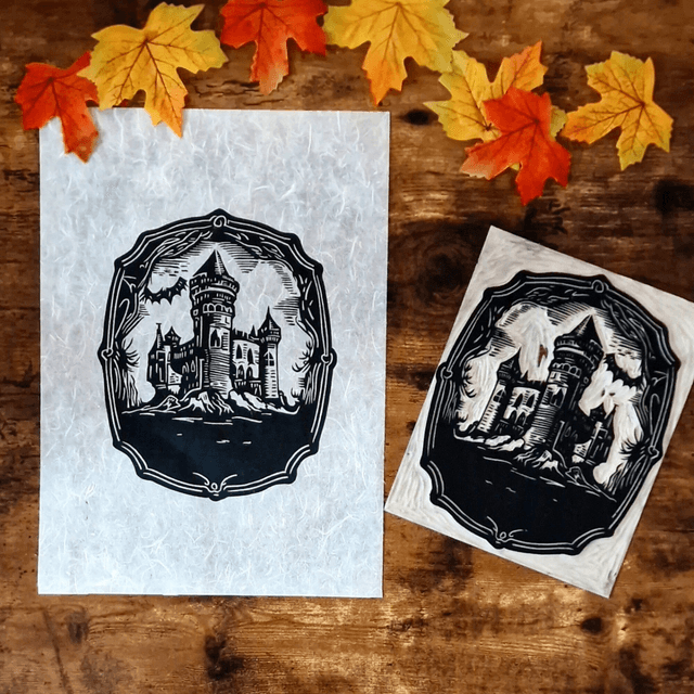 Linogravure - Le Château Hanté