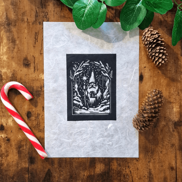Linogravure - La Grotte du Gnome