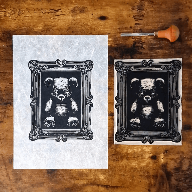 Linogravure - L'Ours Teddy