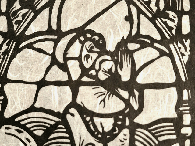 Linogravure - Jonas et la Baleine