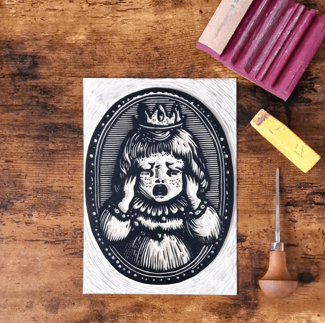 Linogravure - Petite Fille - Dolly
