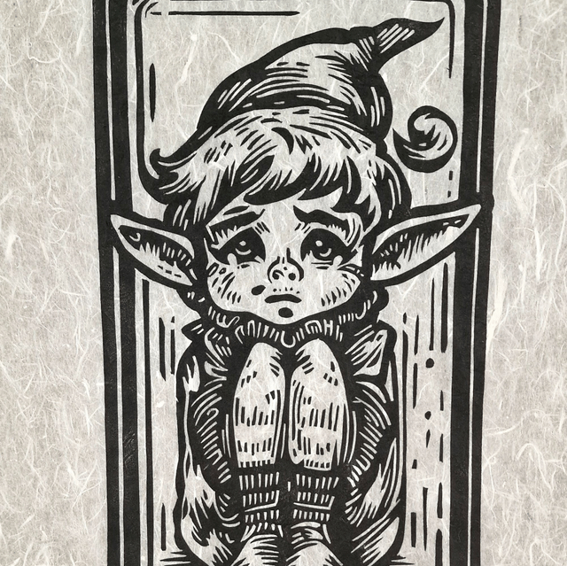 Linogravure - L'Elfe Dara
