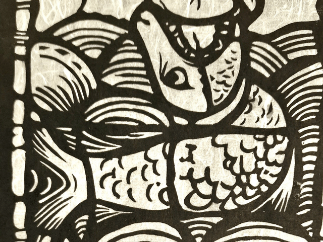 Linogravure - Jonas et la Baleine