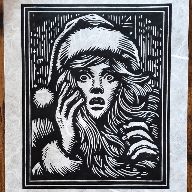 Linogravure - Etrange Noël