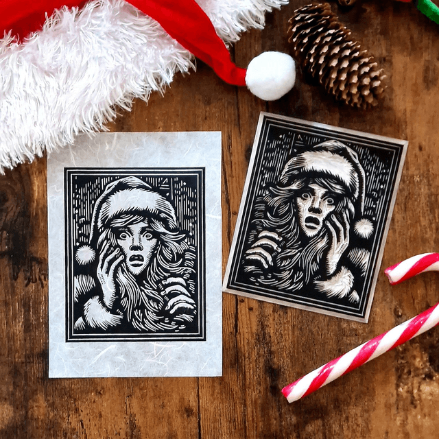 Linogravure - Etrange Noël