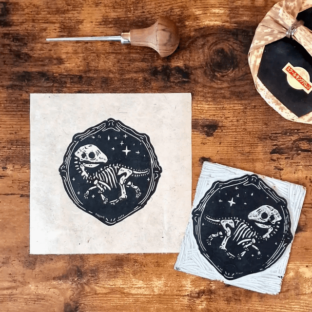 Linogravure - Le Dinosaure - Rex
