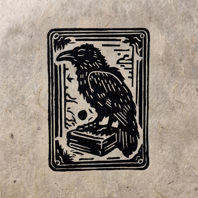 Linogravure - Le Corbeau