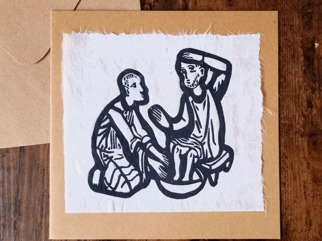 Linogravure - Le bain de pieds